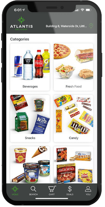  Homepage of Atlantis Fresh Delivery App's on Phone